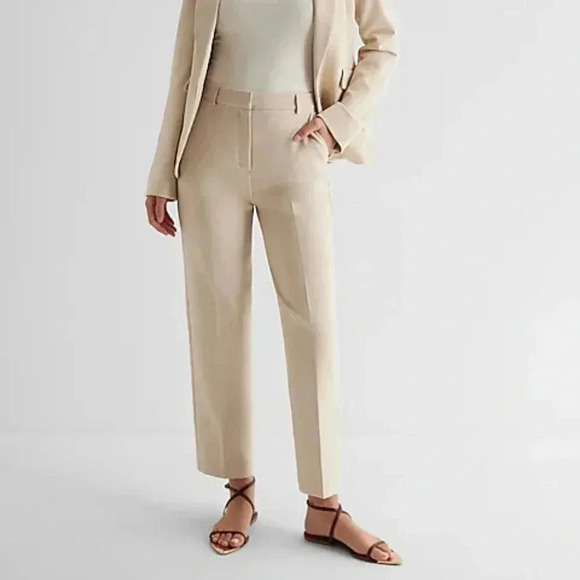 Express Tan/beige three-quarter length office work trousers pants. size 6 - Picture 14 of 14